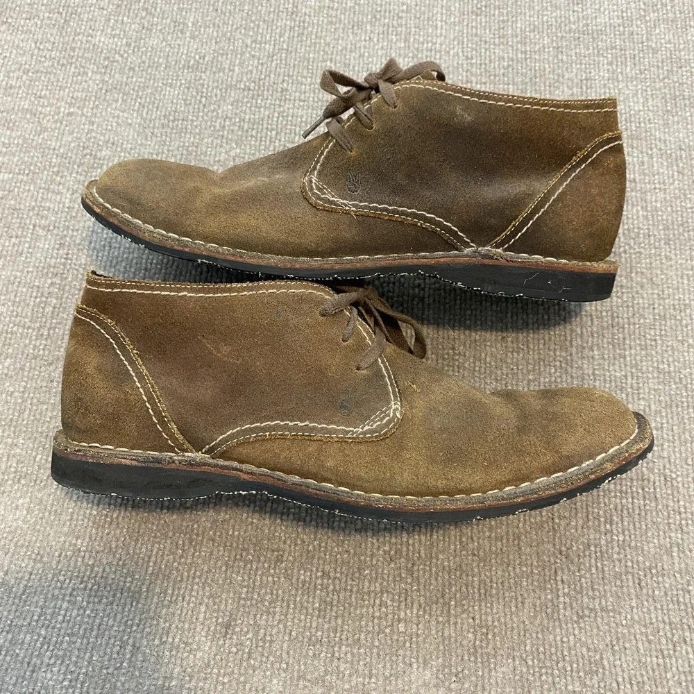 John Varvatos Boots Mens Size 11 M Brown Suede Chukka Ankle Lined Slip Resistant